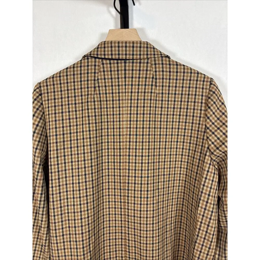 Madewell Caldwell Double Breasted Blazer Women XL Brown Plaid Oversized Academia